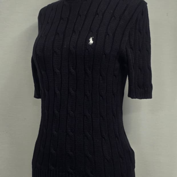 폴로랄프로렌 코튼 꽈배기 니트 블랙 L 