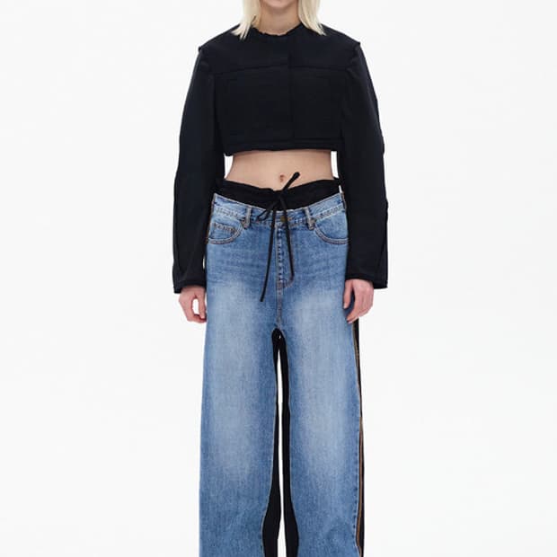 더오픈프로덕트 FRONT JEANS COTTON PANTS, BLACK
