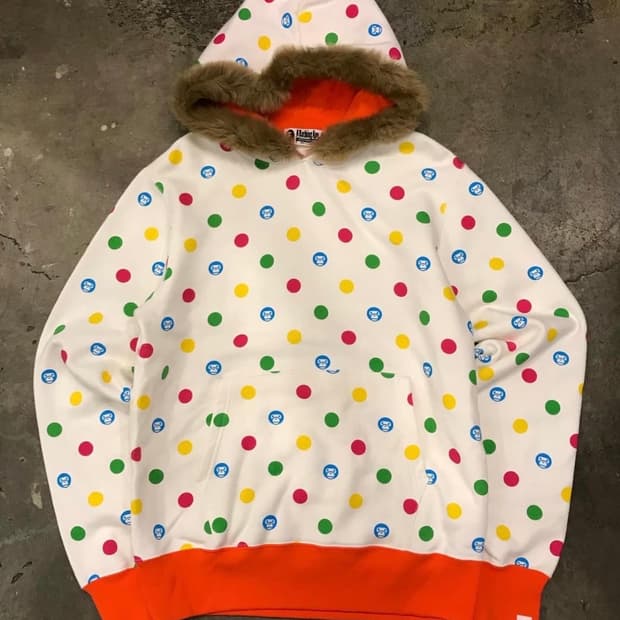 베이프 베이비마일로 폴카 도트 퍼 후드티