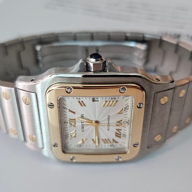 까르띠에 산토스 갈베 콤비 라지 오토메틱 (기요쉐패턴)