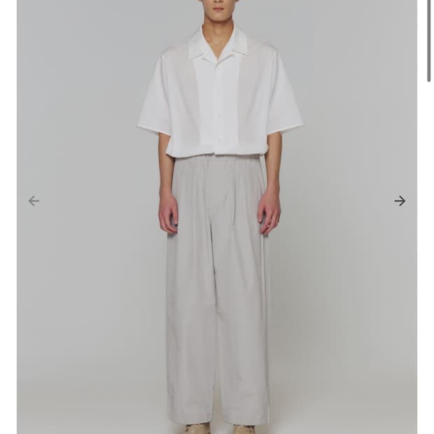아모멘토 Open Collar Half Shirts, white L