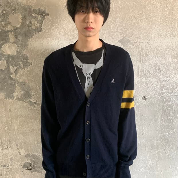 빈폴 옐로우 완장 가디건