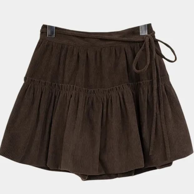 코듀로이 리본 스커트 브라운 벌룬스커트 골덴