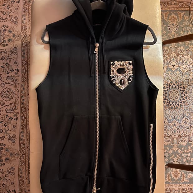 Balmain Sleeveless Embroidered Hoodie