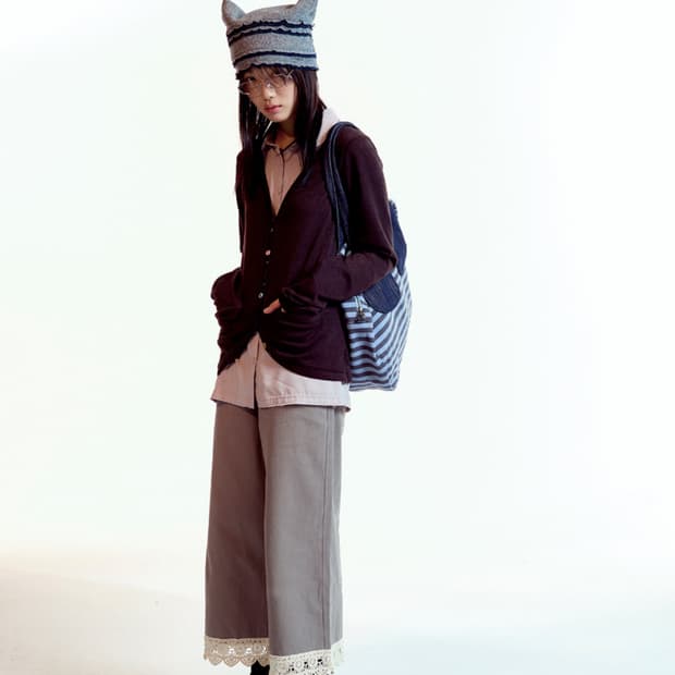 당일배송) 코이세이오 knit lace pants 레이스 팬츠애쉬브라운