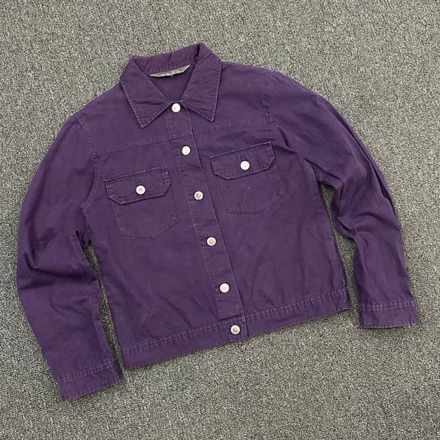 OS)OZOC 빈티지 여성 퍼플 셔츠 자켓