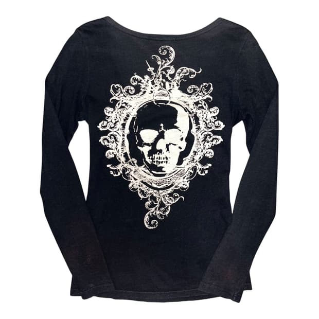 Lead 해골 레터링 프린팅 긴팔티 펑크갸루y2k