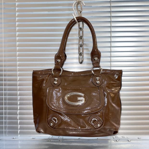 00s Y2K 레어 게스 브라운 오버사이즈 버클 가방