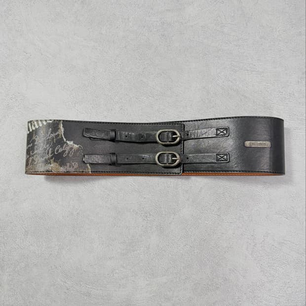 John Galliano Script Double Buckle Belt