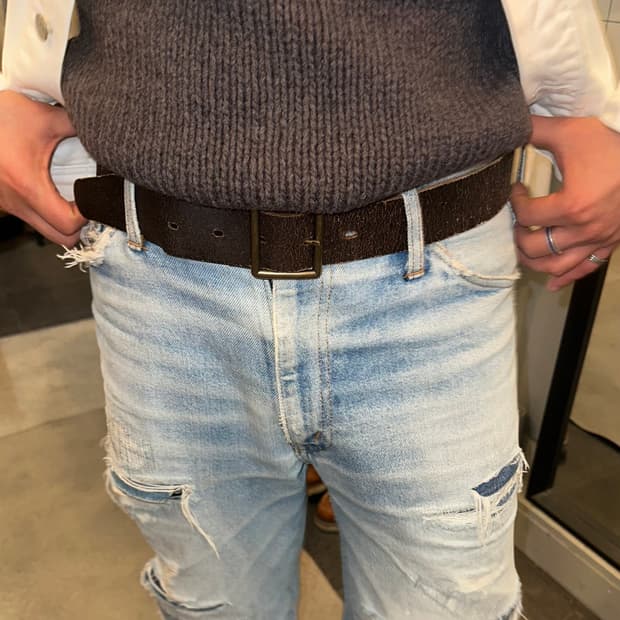 Genuine leather aging brown belt