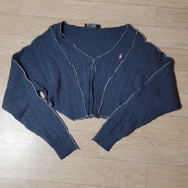 연남와이 폴로 랄프로렌 크롭 브이넥 니트 나비 가디건 커스텀 빈티지 
