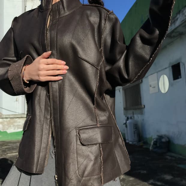 브라운 가죽 자켓