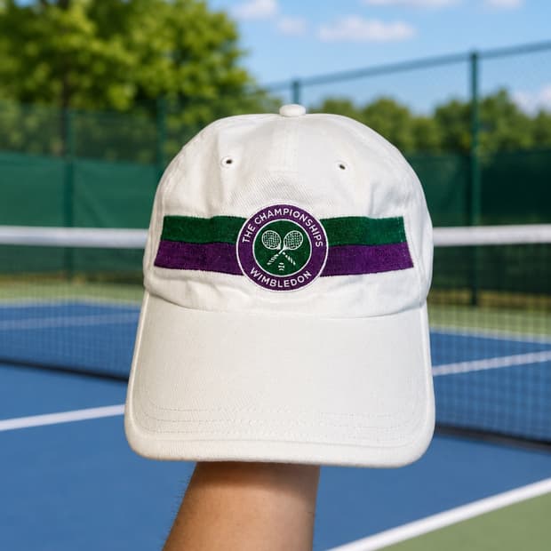 WIMBLEDON 윔블던 빈티지 프로모 테니스 자수 6패널 캡 모자