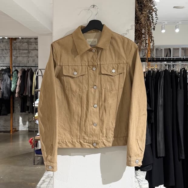 헬무드랭 베이지 데님 클래식 로우 트리거 자켓