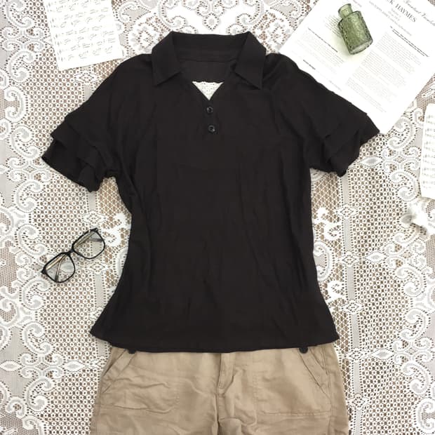 jpn vintage nerd brown lace t shirt