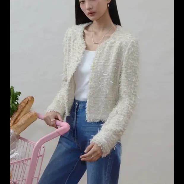 잇미샤 칼라리스 트위드 자켓 66 크림