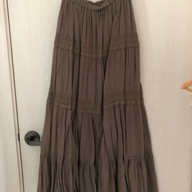 (소장품) 빈티지 모리걸 브라운 크로셰 롱스커트