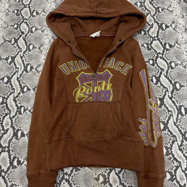 “Vintage” Y2K Mood Brown Slim Crop Hoode