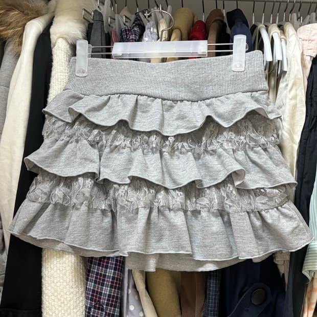 트랄라라 그레이 레이스 스커트 갸루