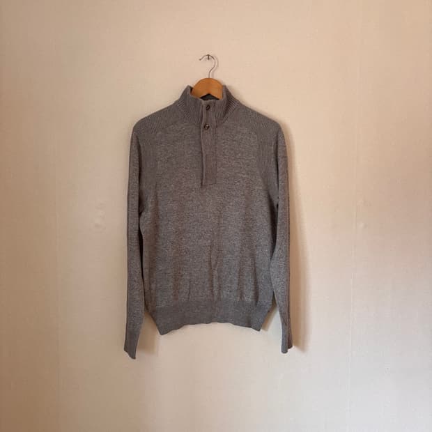 바나나 리퍼블릭 M 쿼터 집업 니트 그레이 입체적인 패턴 