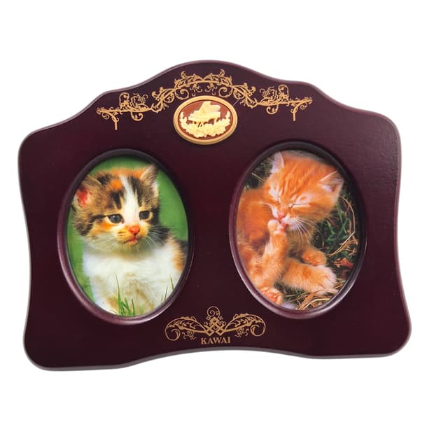 90s 카와이 피아노 카메오 2구 우드 탁상 액자