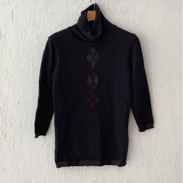 vintage argyle turtleneck knit top