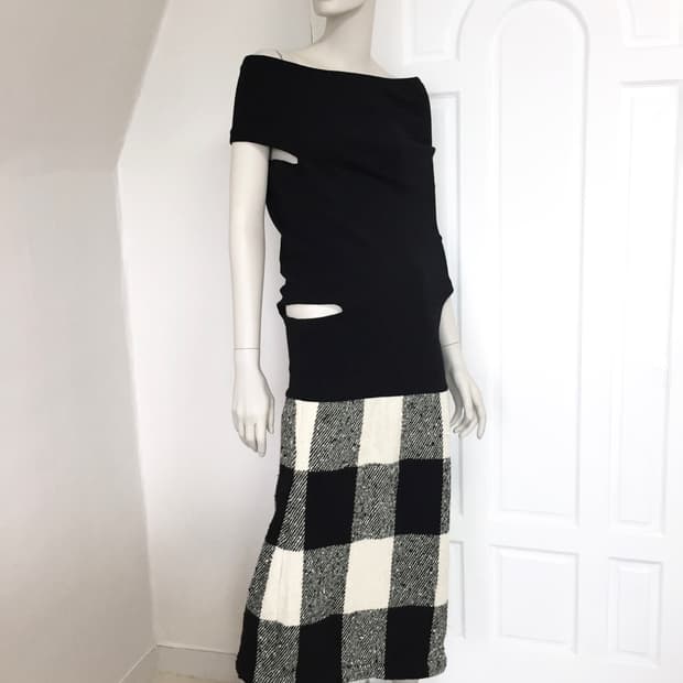 꼼데가르송 Asymmetric Check Heavy Dres