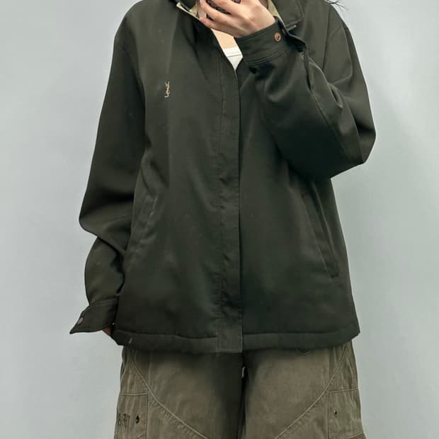90s 입생로랑 아카이브 카키 스윙톱 바람막이 자켓