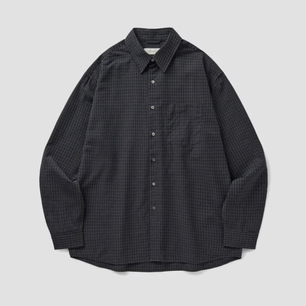 [M] 유니온블루 런드리 스몰 체크 셔츠 (차콜 블랙)