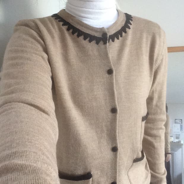 빈티지 로라애슐리 배색 니트 가디건