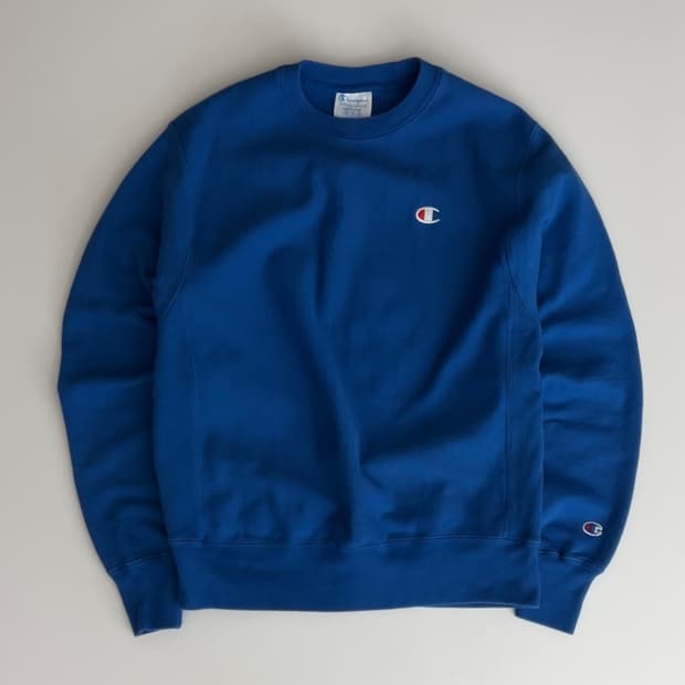 챔피온 블루 리버스위브 스웻셔츠 M