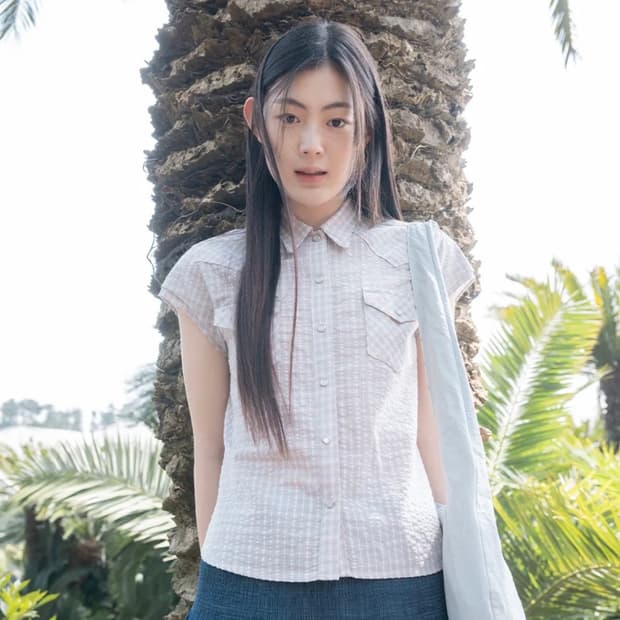 오헤시오 LAYERED WESTERN CHECK SHIRT, PINK