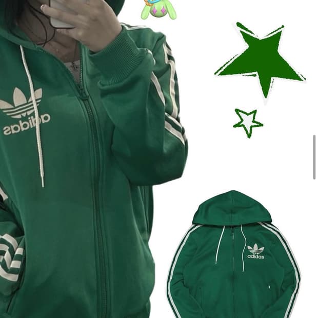 택포) 아디다스 그린 후드집업