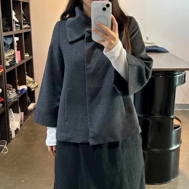 챠콜 카라 울 자켓