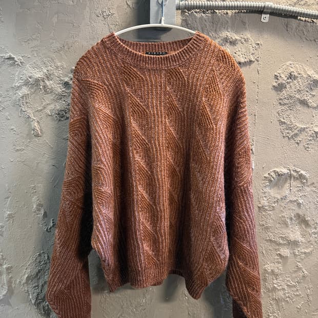 시슬리 모헤어 블렌드 케이블 니트 브라운 S