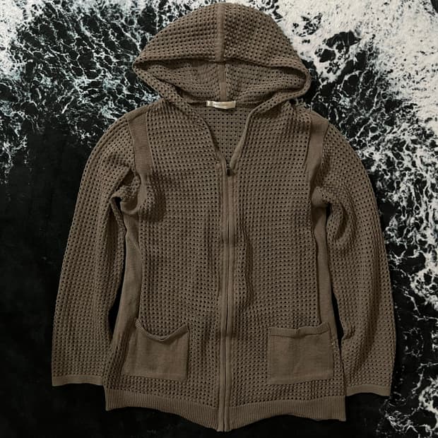 브라운 와플후드집업