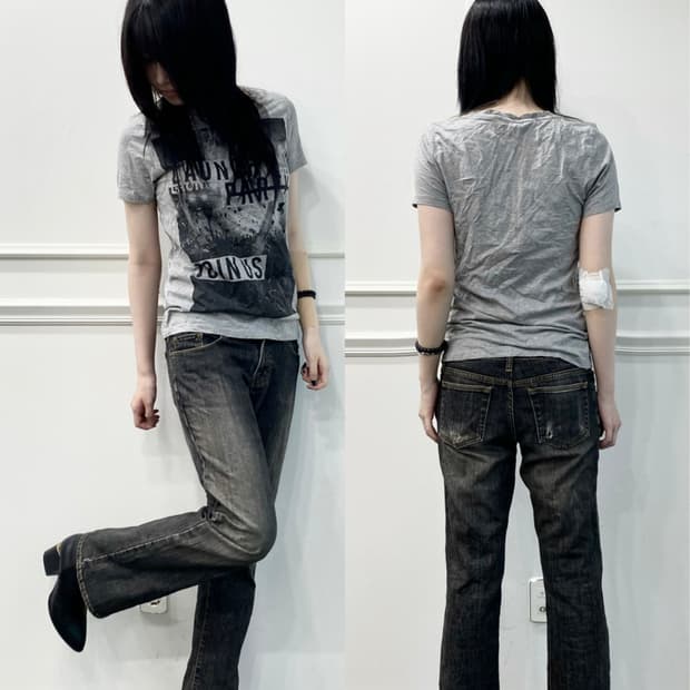 [PARK GIRL]2000s Print Grey Tee