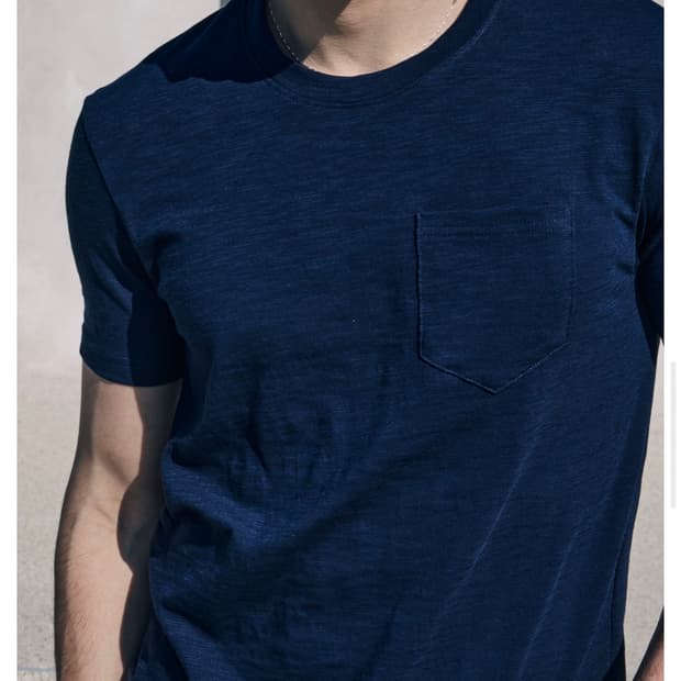 SLUB POCKET SLIM CREWNECK TEE [NAVY]