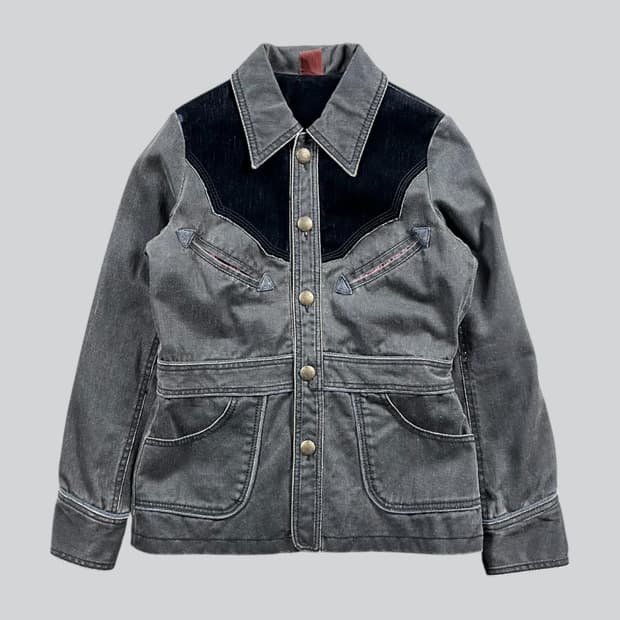 Vintage 웨스턴 스타일 벨벳 도킹 셔츠자켓