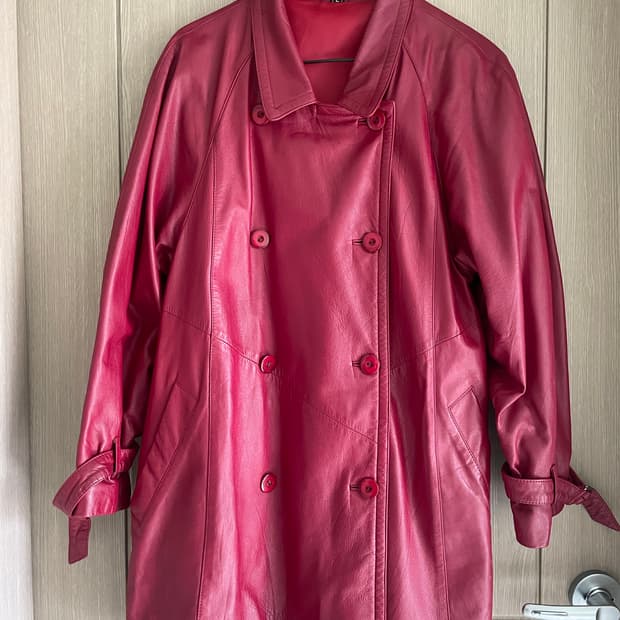 레드 버건디 made in HK 레더 하프 가죽자켓