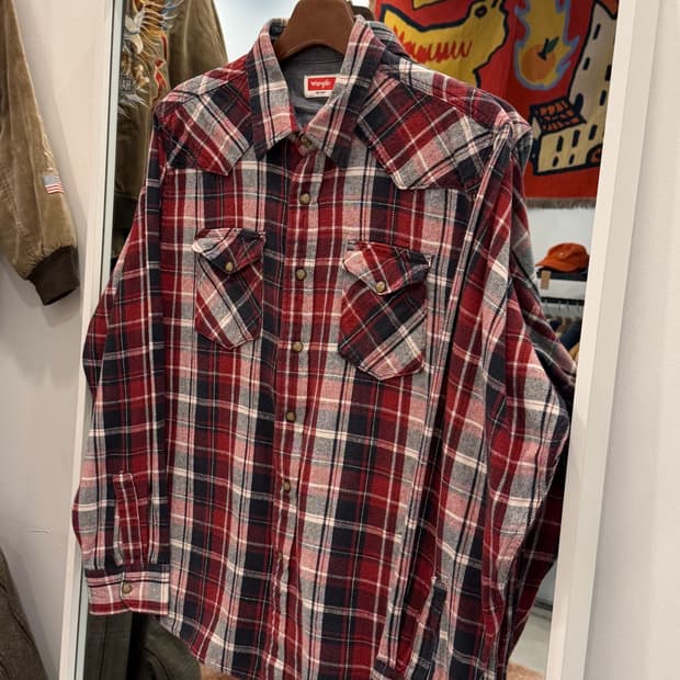 Wrangler 랭글러 코튼 플란넬 웨스턴 체크 셔츠