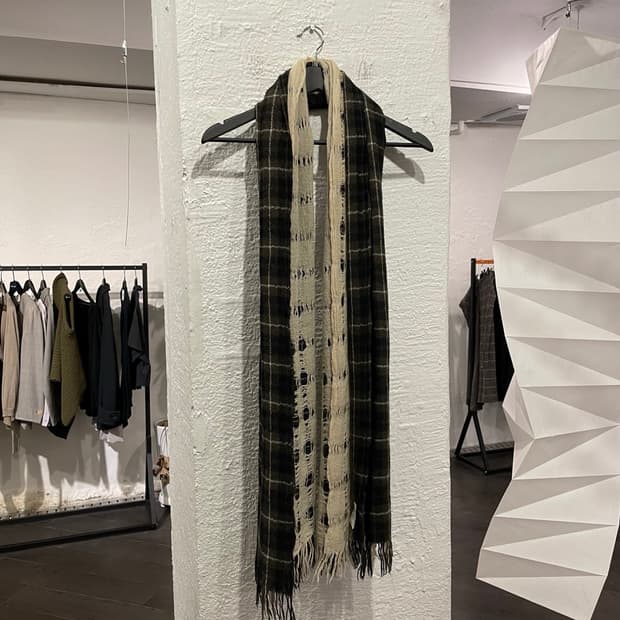 요지야마모토 레이어드 체크 머플러