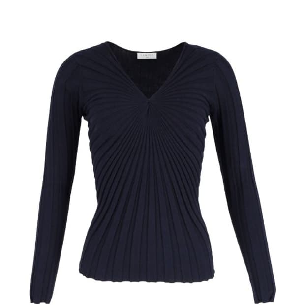 Sandro 산드로 브이넥 리브드 니트 55 (다크네이비)