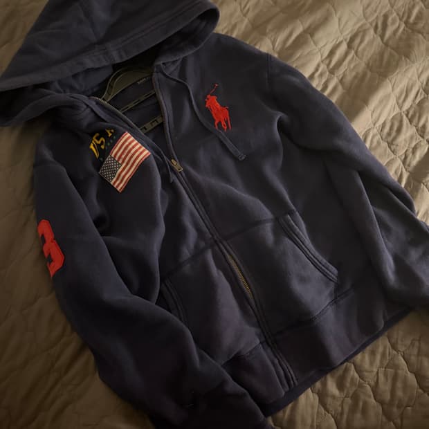 폴로 빅포니 usa 네이비 후드집업