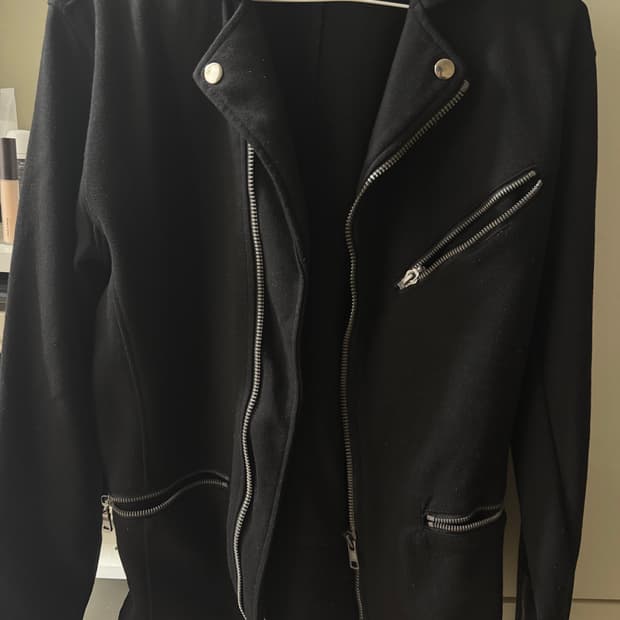 Semantic Design 블랙 코튼 투웨이 바이커 자켓