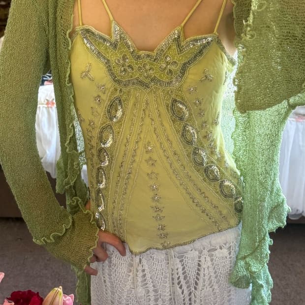 빈티지 초록 가디건