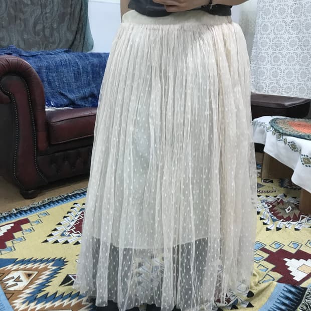 빈티지 여성 도트 밴딩 롱 스커트 (Z1019)