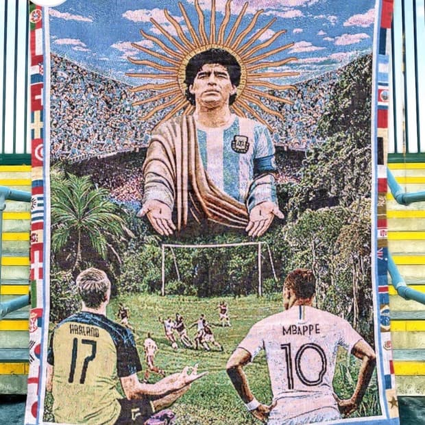 Vintage Football Paradise Maradona Rug