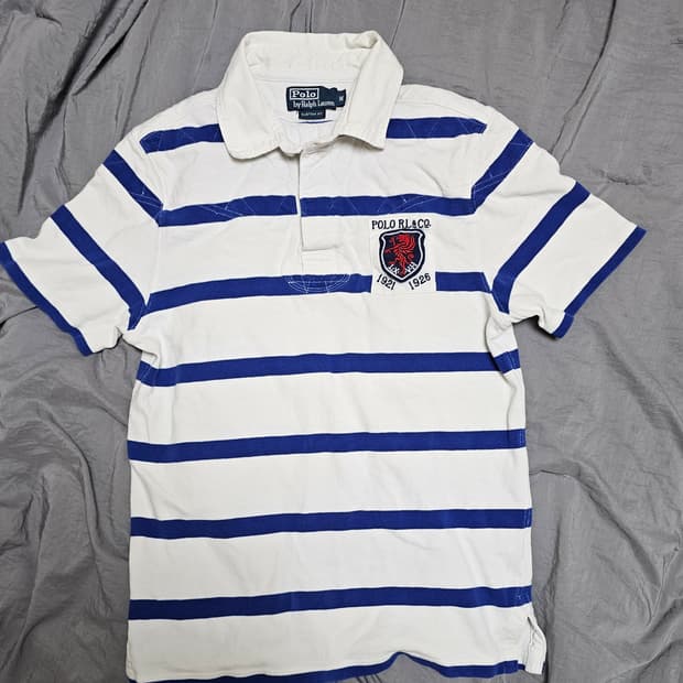 폴로 반팔티셔츠 카라티 스트라이프 화이트 블루 색상