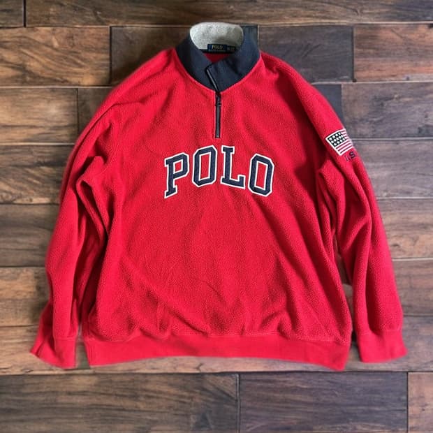 폴로랄프로렌 스펠 아웃 아치 로고 쿼터집 풀오버 플리스